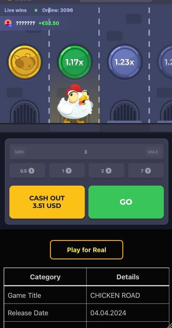 Chicken Road Screenshot 2 - mobile Ansicht des Spiels im Hochformat